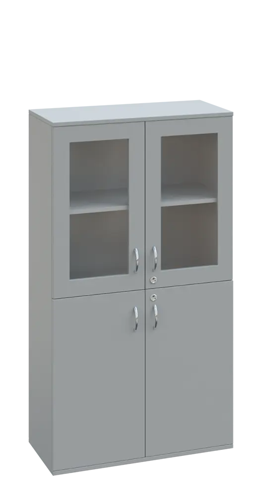 SPO 22 skříň 4-dveřová/ 2x sklo lamino - šedá